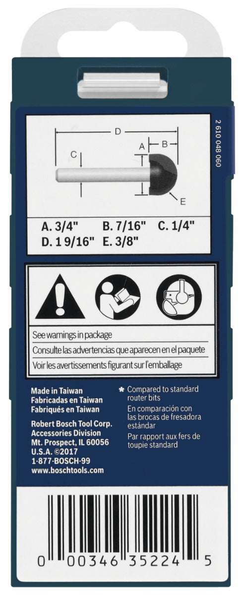 Bosch 3/8 x 3/4 in. Carbide-Tipped Core Box Router Bit