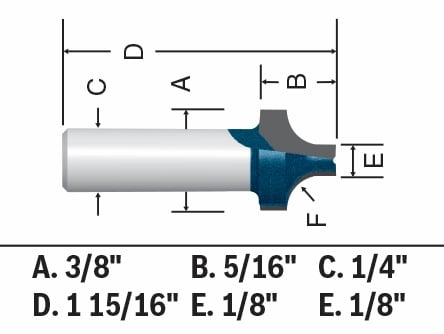 Bosch 3/8 x 5/16 in. Carbide-Tipped Plunge Roundover Router Bit