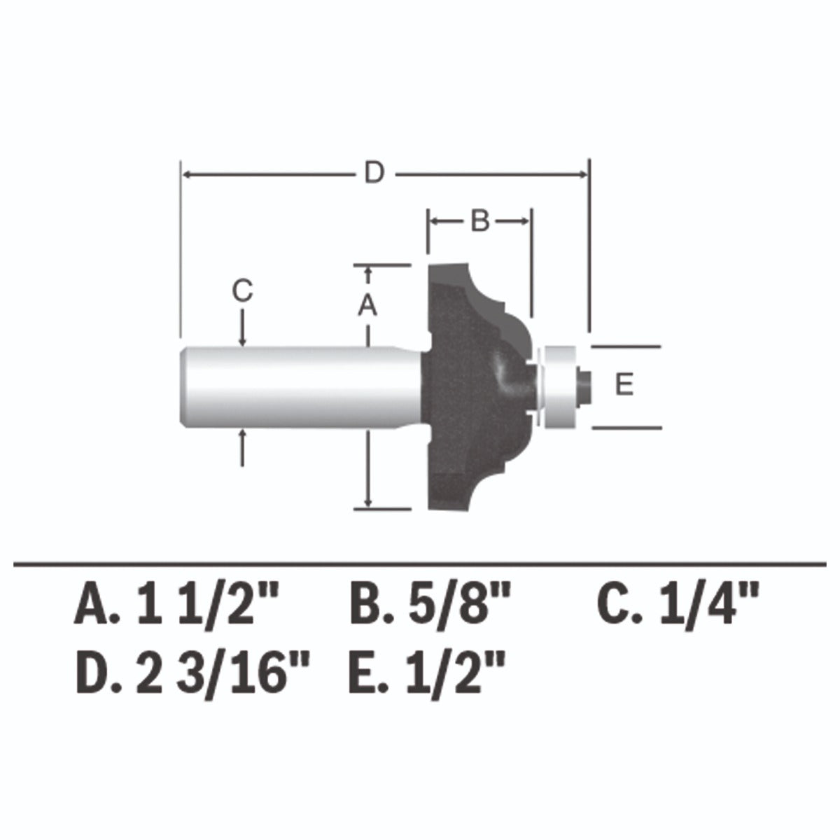 Bosch 1-1/2 x 5/8 in. Carbide-Tipped Classical Router Bit