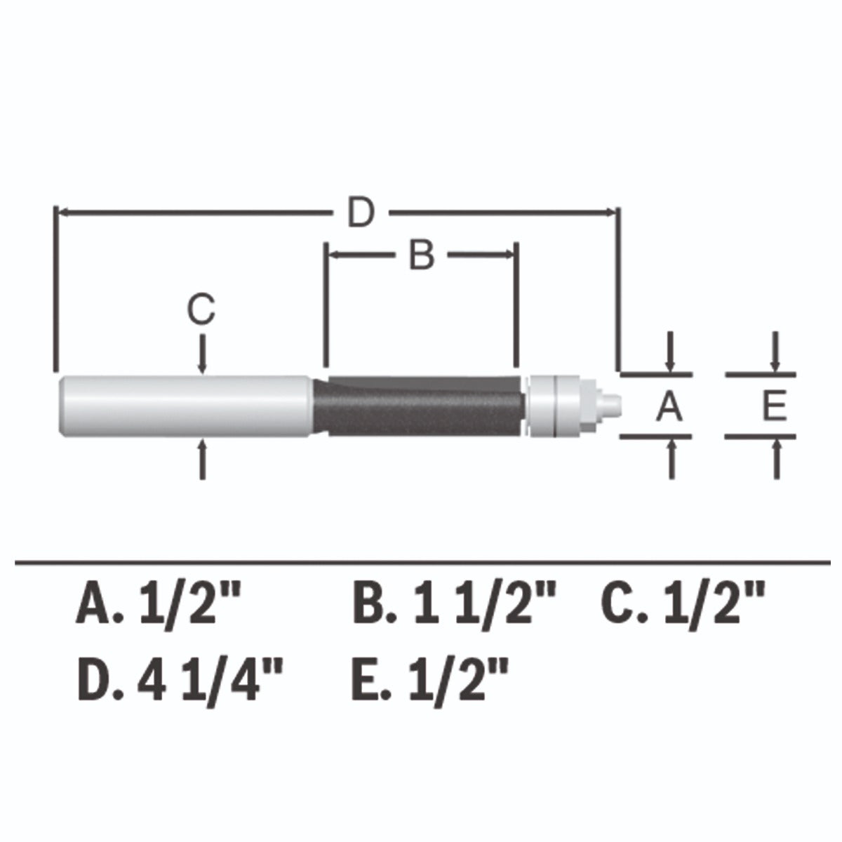 Bosch 1/2 x 1-1/2 in. Carbide-Tipped Double-Flute Template Trim Router Bit