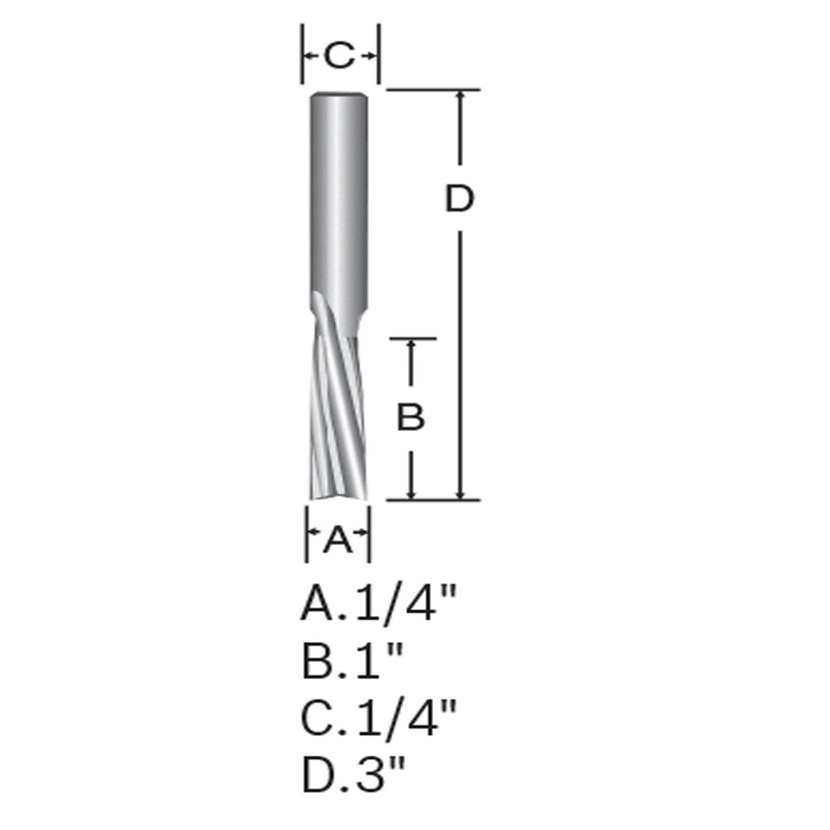 Bosch 1/4 in. Solid Carbide Double Flute Acrylic Router Bit