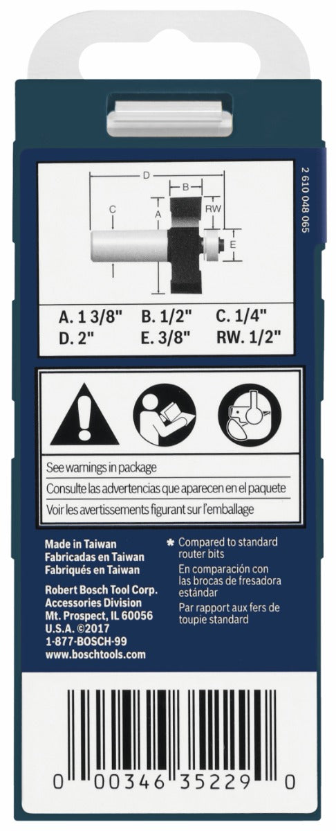 Bosch 1/2 x 1/2" Carbide-Tip Rabbeting Router Bit 85614MC