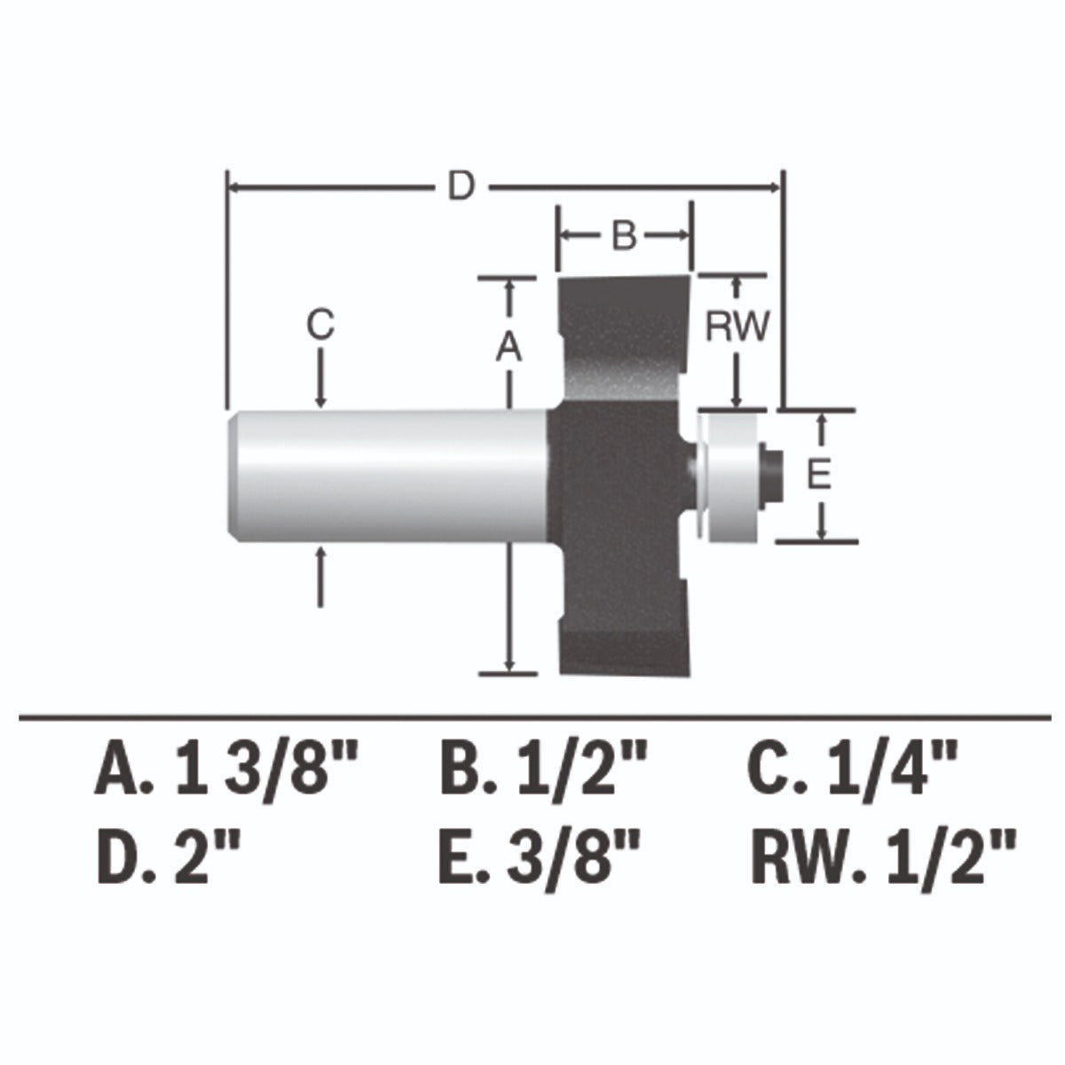 Bosch 1/2 x 1/2 in. Carbide-Tipped Rabbeting Router Bit