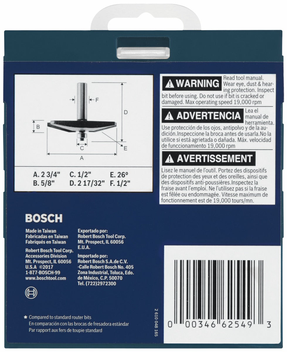 Bosch 2-3/4 x 5/8 in. Carbide-Tipped Traditional Raised Panel Router Bit