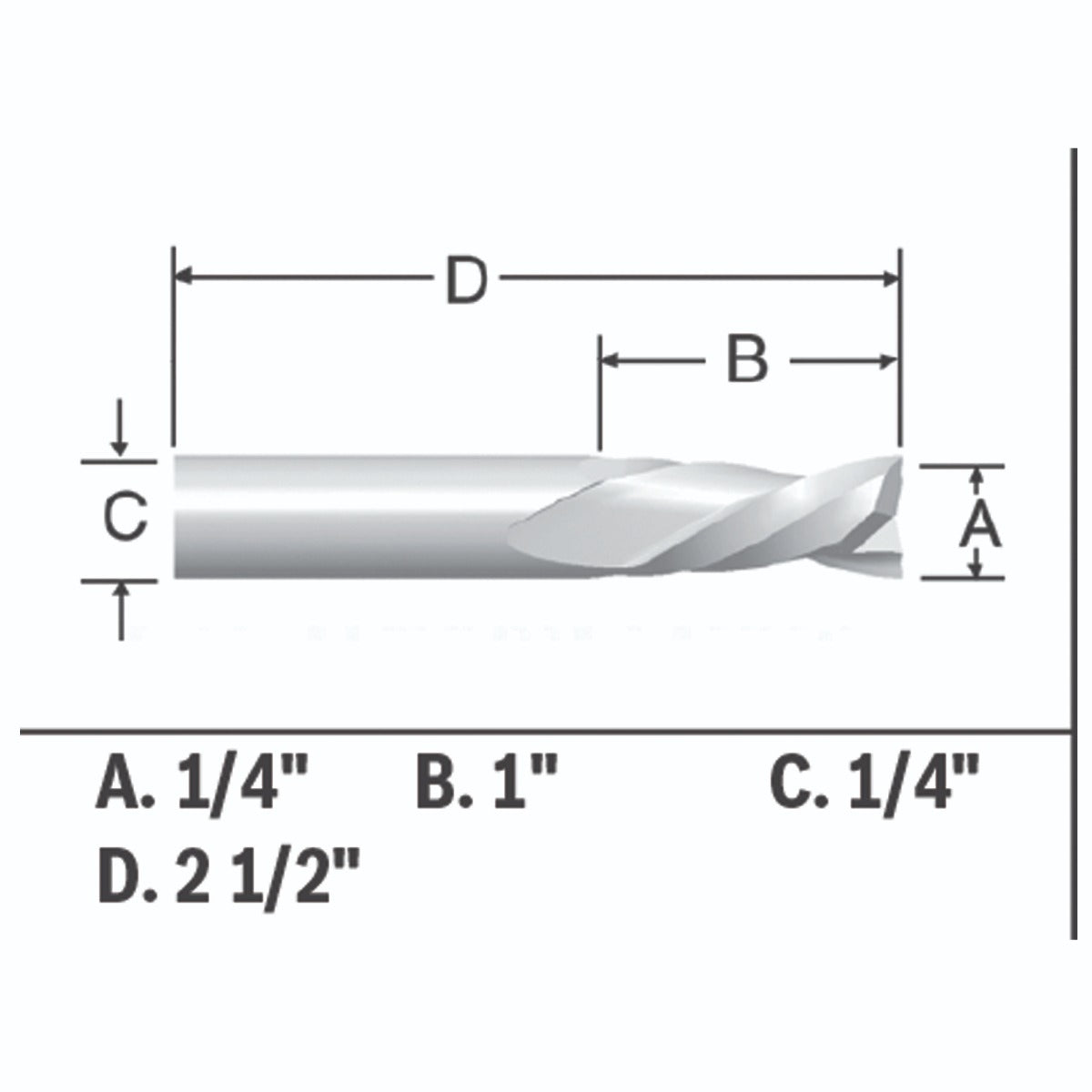 Bosch 1/4 x 1" Solid Carbide 2-Flute Downcut Router Bit 85903MC