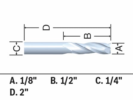 Bosch 1/8 x 1/2 in. Solid Carbide Double-Flute Upcut Spiral Router Bit
