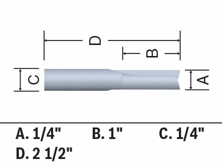 Bosch 1/4 x 1" Solid Carbide 2-Flute Straight Router Bit 85987MC