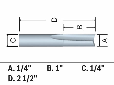 Bosch 1/4 x 1" Solid Carbide 2-Flute O-Flute Router Bit 86010MC