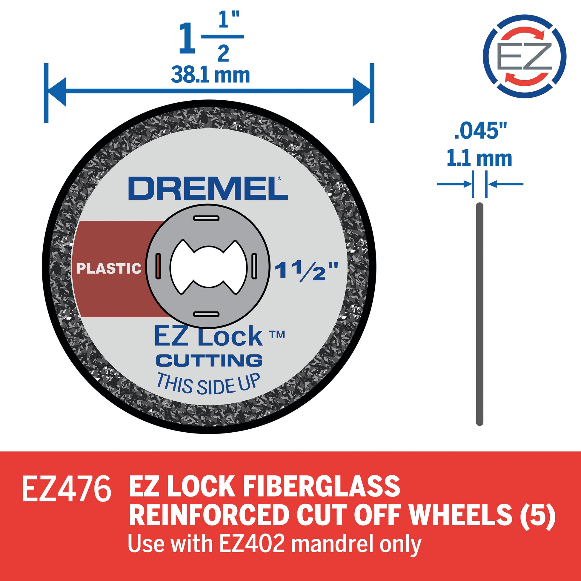 Dremel 1-1/2 in. EZ Lock Cut-Off Wheel, 5-Pack EZ476