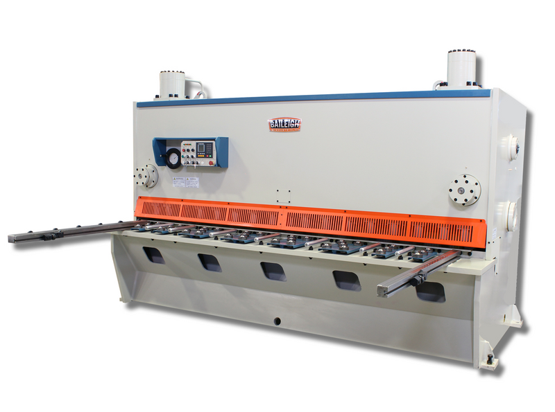Baileigh SH-120500-HD hydraulic plate shear with 120 inch bed and orange safety guard