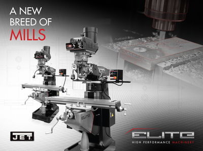 Jet ETM-949 Mill with 2-Axis ACU-RITE 303 DRO and X-Axis JET Powerfeed and USA Powered Draw Bar 894132