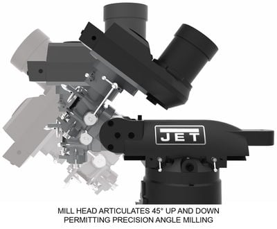 Jet ETM-949 Mill with 2-Axis ACU-RITE 303 DRO and X, Y, Z-Axis JET Powerfeeds and USA Powered Draw Bar 894136