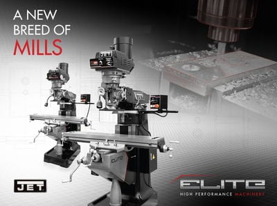 Jet ETM-949 Mill with 3-Axis Newall NMS800 (Quill) DRO and X-Axis JET Powerfeed and USA Powered Draw Bar 894160