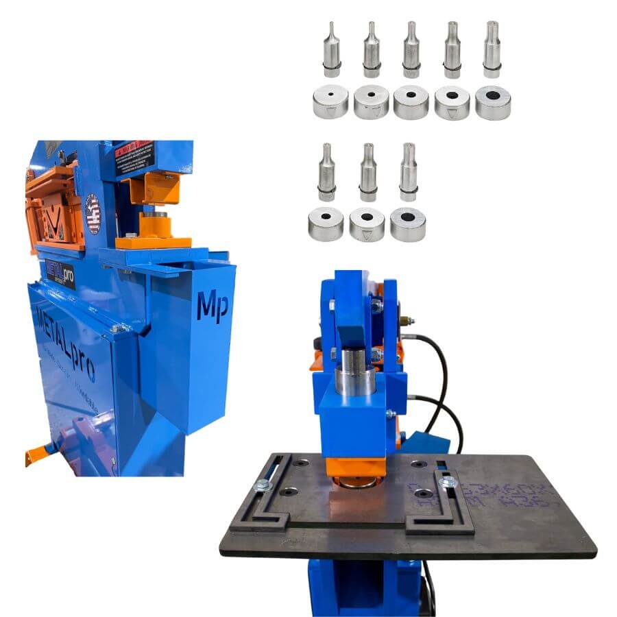 MetalPro 8pc Round Punch Kit 9/32" to 29/32" with Guide Table and Slug Catcher MP414645PSPSC
