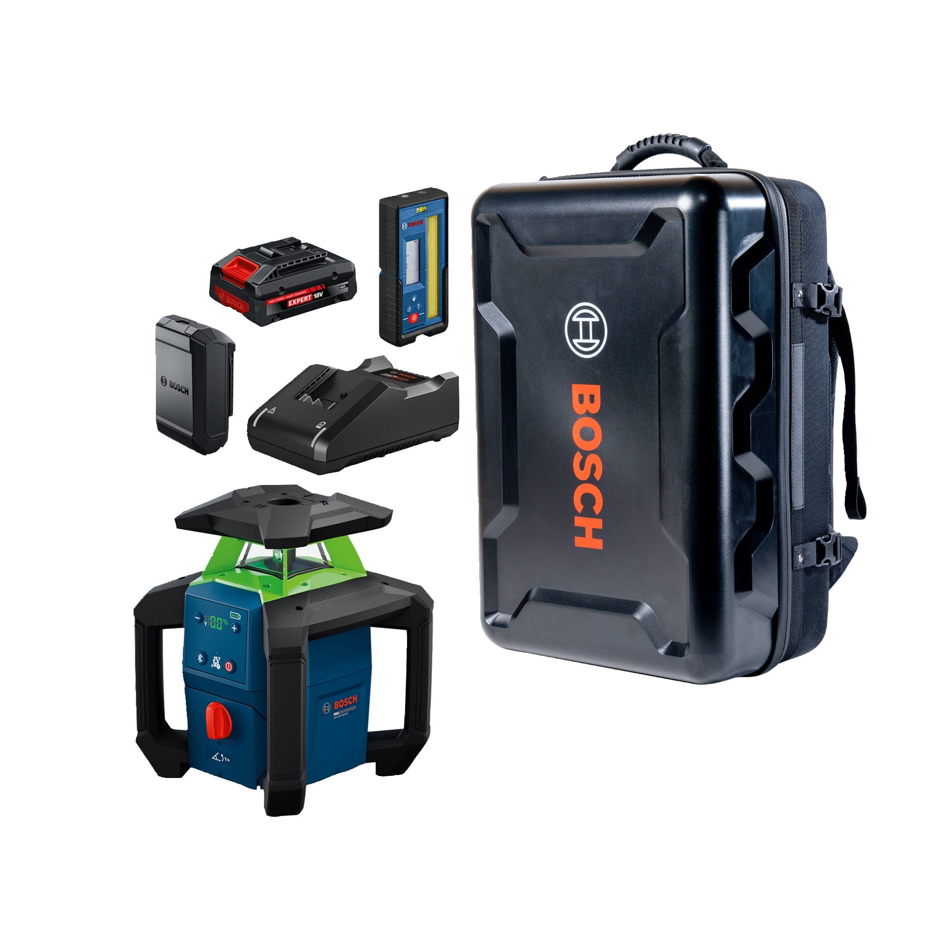 Bosch 18V Green-Beam Horizontal/Vertical Rotary Laser Kit with Backpack GRL18V-34P