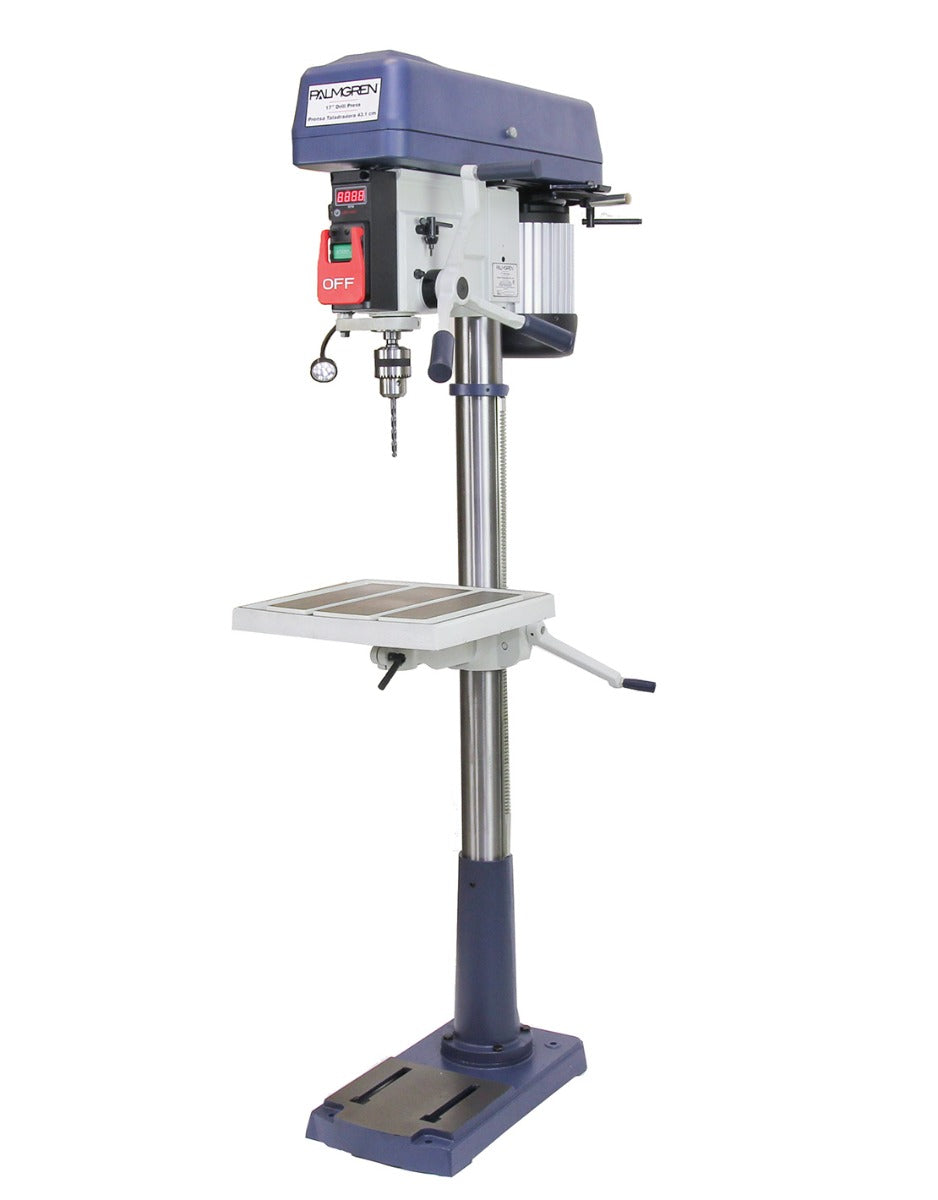 Palmgren 17 in. 16-Speed Floor Step Pulley Drill Press, 3Ph 9680178