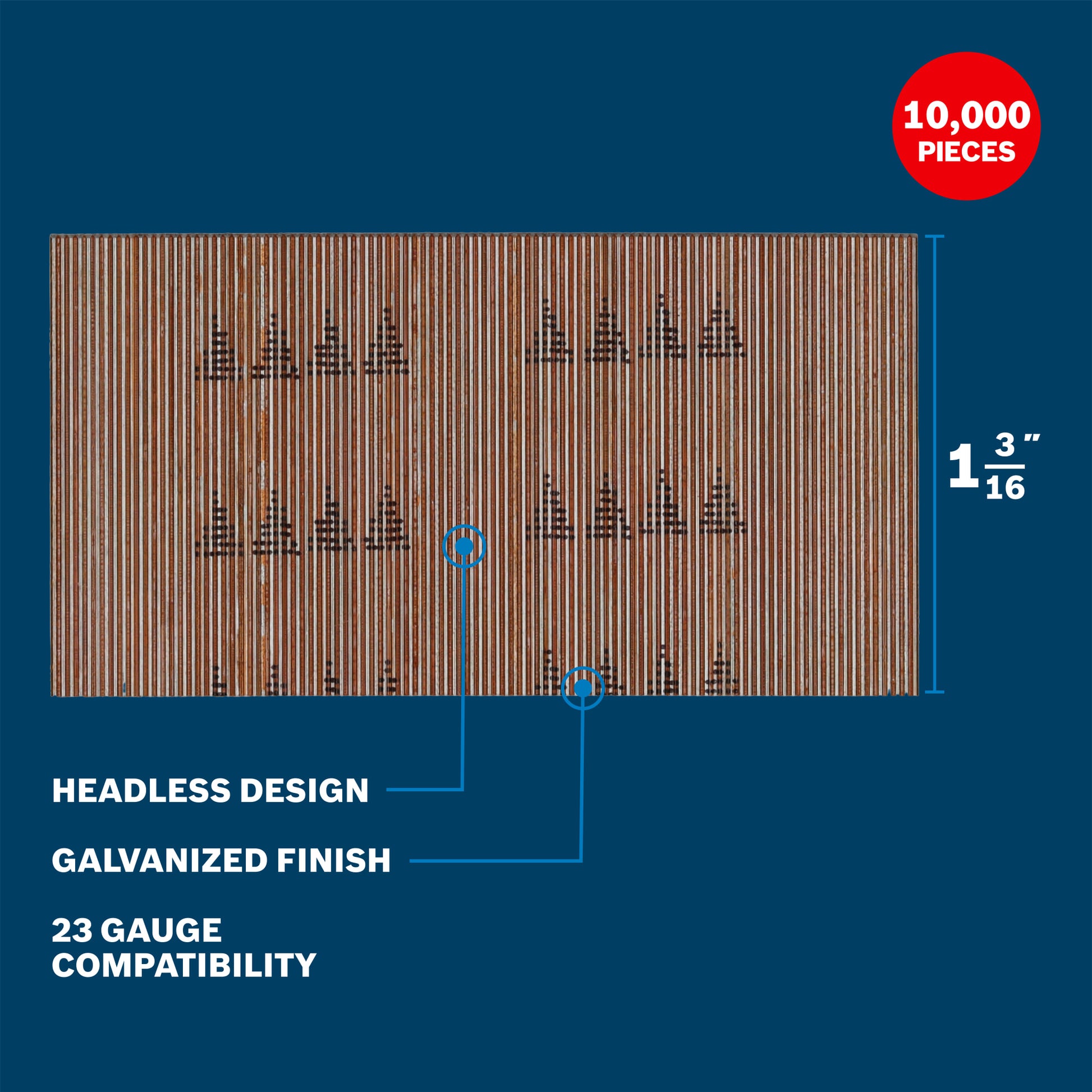 Bosch 1-3/16" 23-Gauge Pins Galvanized 10,000 Count GNH23G116GV