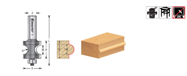 Amana Tool Bull Nose 1/16 Radius w/ B.B 51565
