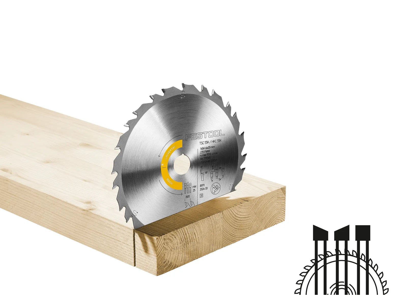 Festool WOOD UNIVERSAL 160 mm / 6.29 in. 25T Circular Saw Blade, 1.6 mm Kerf 578589