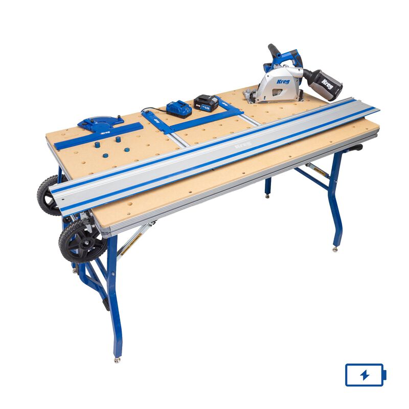 Kreg 20V Cordless Adaptive Cutting System Master Kit with 6-1/2 in. Track Saw, 62 in. Track & Project Table ACSCT3000B