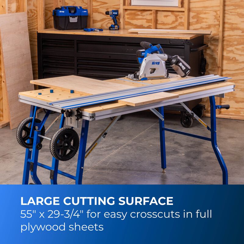 Kreg 20V Cordless Adaptive Cutting System Master Kit with 6-1/2 in. Track Saw, 62 in. Track & Project Table ACSCT3000B