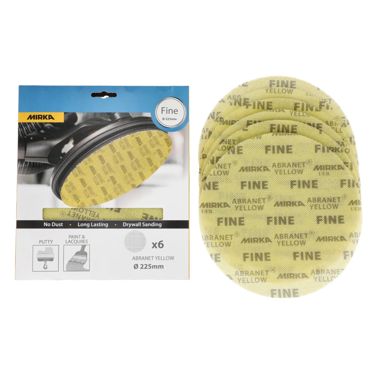 Mirka Abranet Yellow 9 in. Coarse Grip Sanding Discs, 6-Pack AY-223-CRP