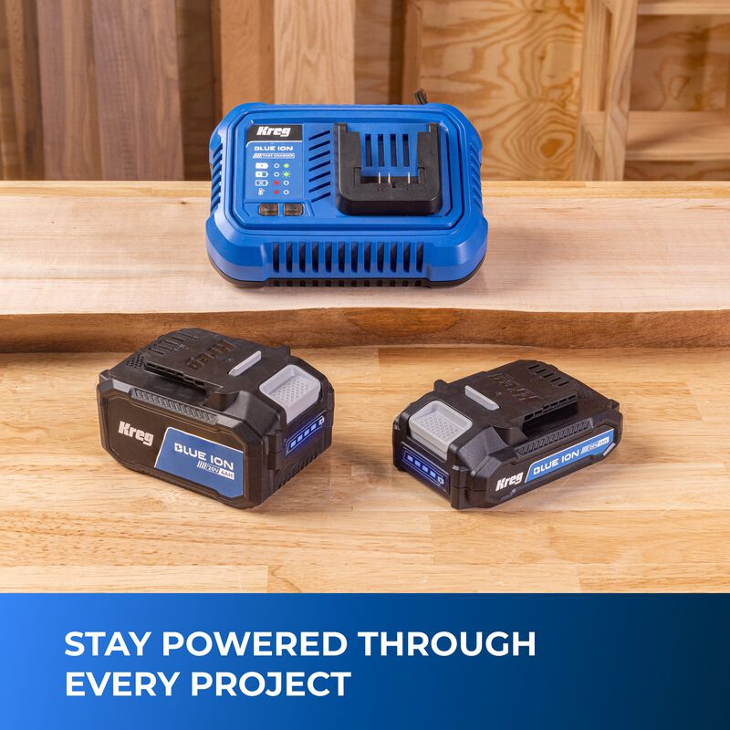 Kreg 20V Blue Ion Battery and Fast Charger Bundle, 2.0 Ah and 4.0 Ah BCB24A40B