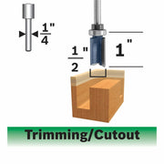 Bosch 1-2 x 1 in Carbide-Tipped Double-Flute Top-Bearing Straight Trim Router Bit 85680MC