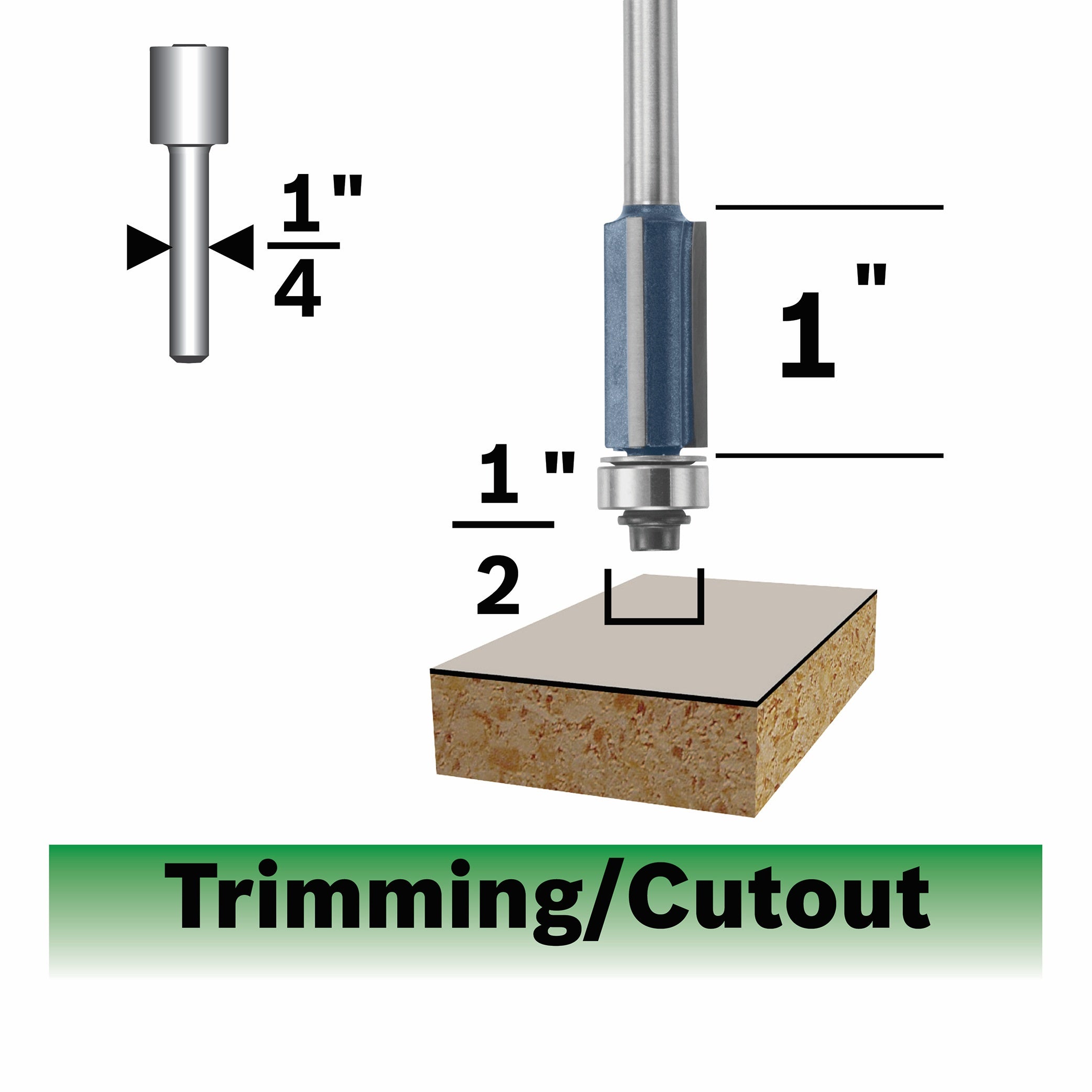 Bosch 1/2 x 1" Carbide-Tip 3-Flute Flush Trim Router Bit 85216MC