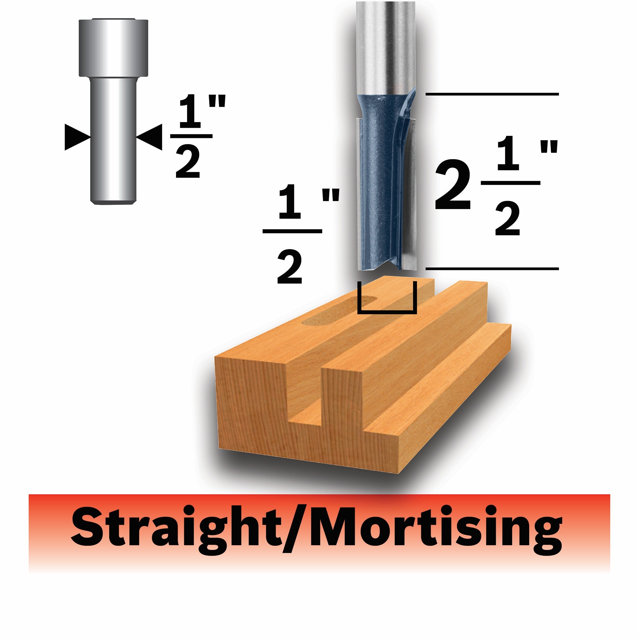 Bosch 1/2 x 2-1/2" Carbide-Tip 2-Flute Straight Router Bit 85252MC