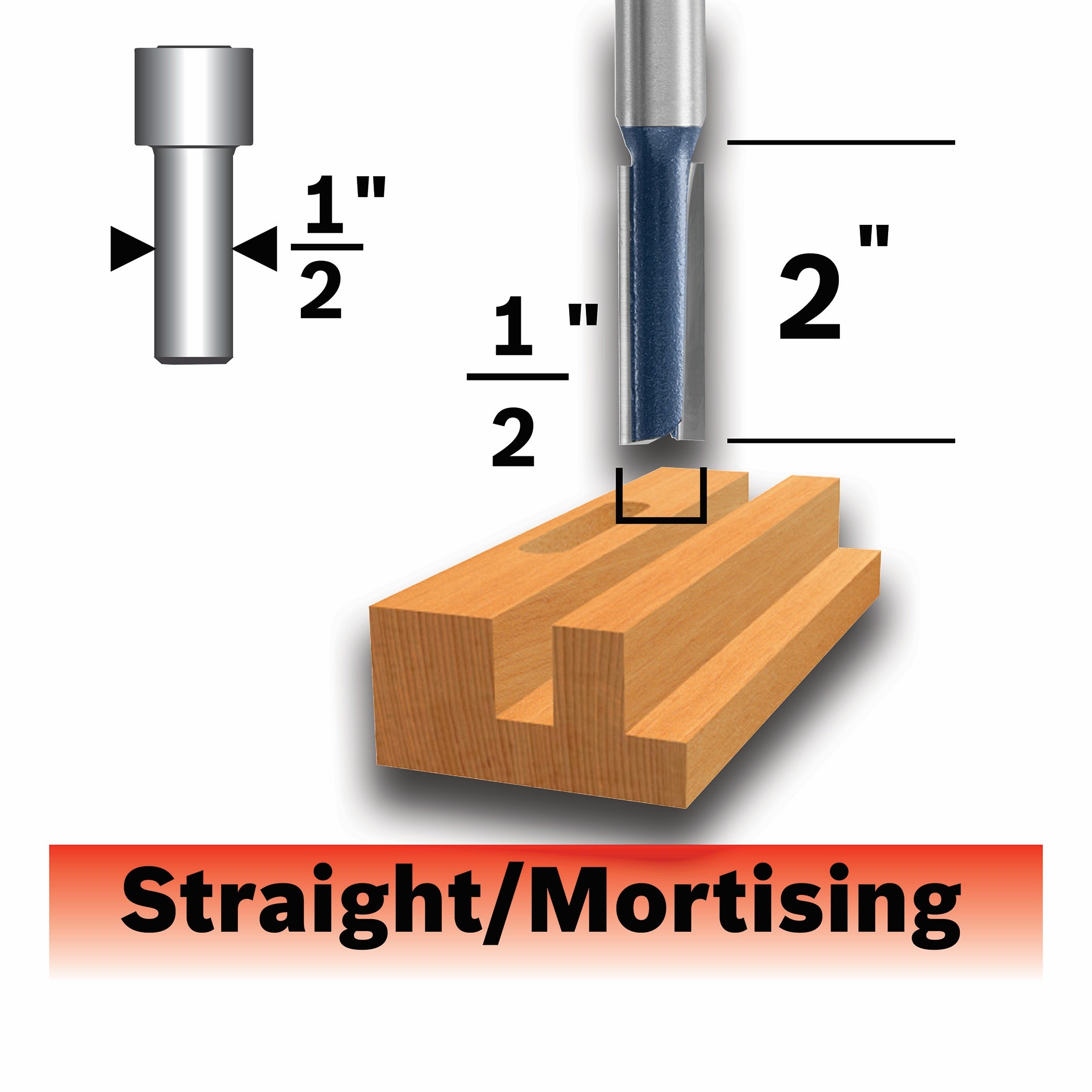 Bosch 1-2 x 2 in Carbide-Tipped Double-Flute Straight Router Bit 85251M