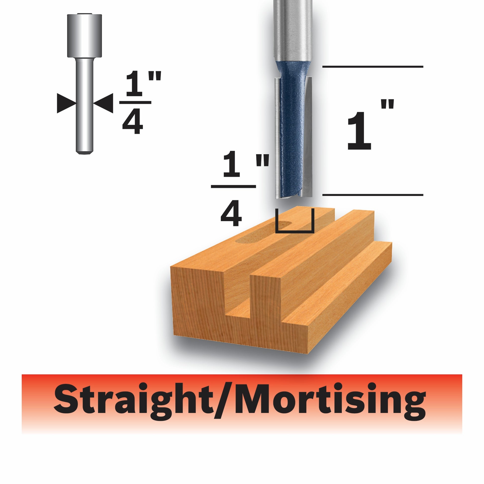 Bosch 1/4 x 1" Carbide-Tip 2-Flute Straight Router Bit 85613MC