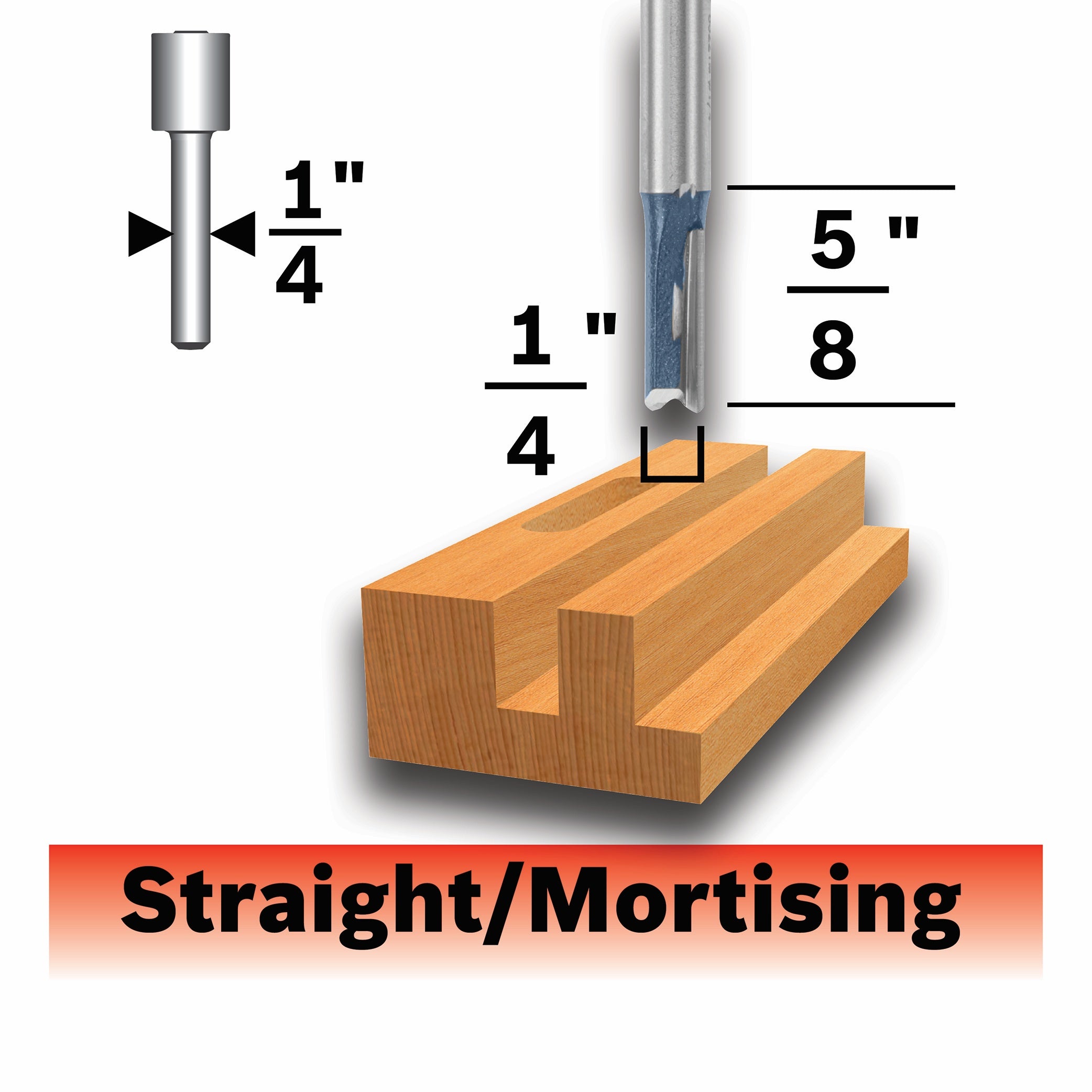 Bosch 1/4 x 5/8" Carbide-Tip 2-Flute Straight Router Bit 85221MC