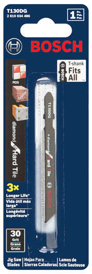 Bosch 1-Piece 3-1-4 in 30 Grit Diamond for Hard Tile T-Shank Jig Saw Blades T130DG