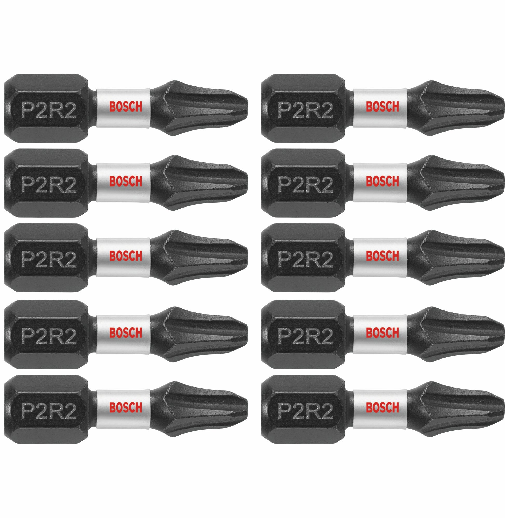Bosch 10 pc Impact Tough 1" Phillips/Square #2 Insert Bits ITP2R21B