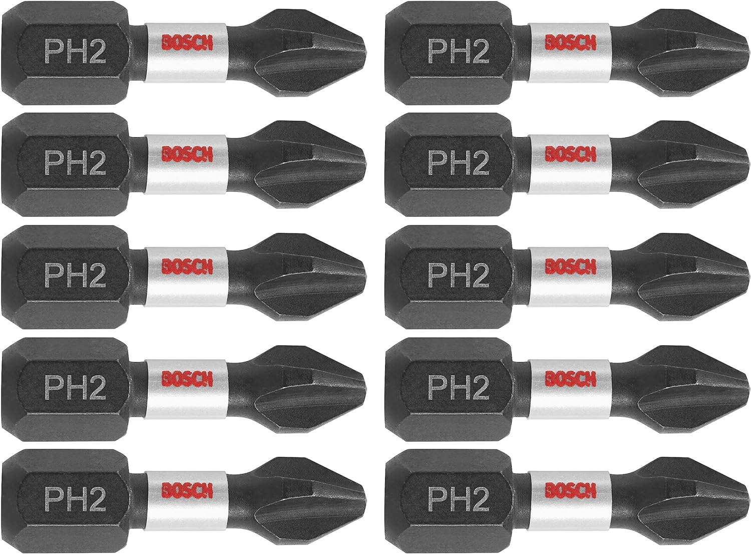 Bosch 10 pc Impact Tough 1" Phillips #2 Insert Bits (Bulk) ITPH21B