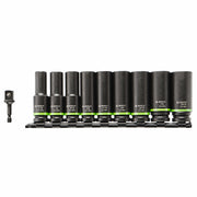Bosch 10-Piece Impact Tough Deep Well 1-2 in Socket Set with 1-4 in Hex to 1-2 in Socket Adapter ITDSO12V10