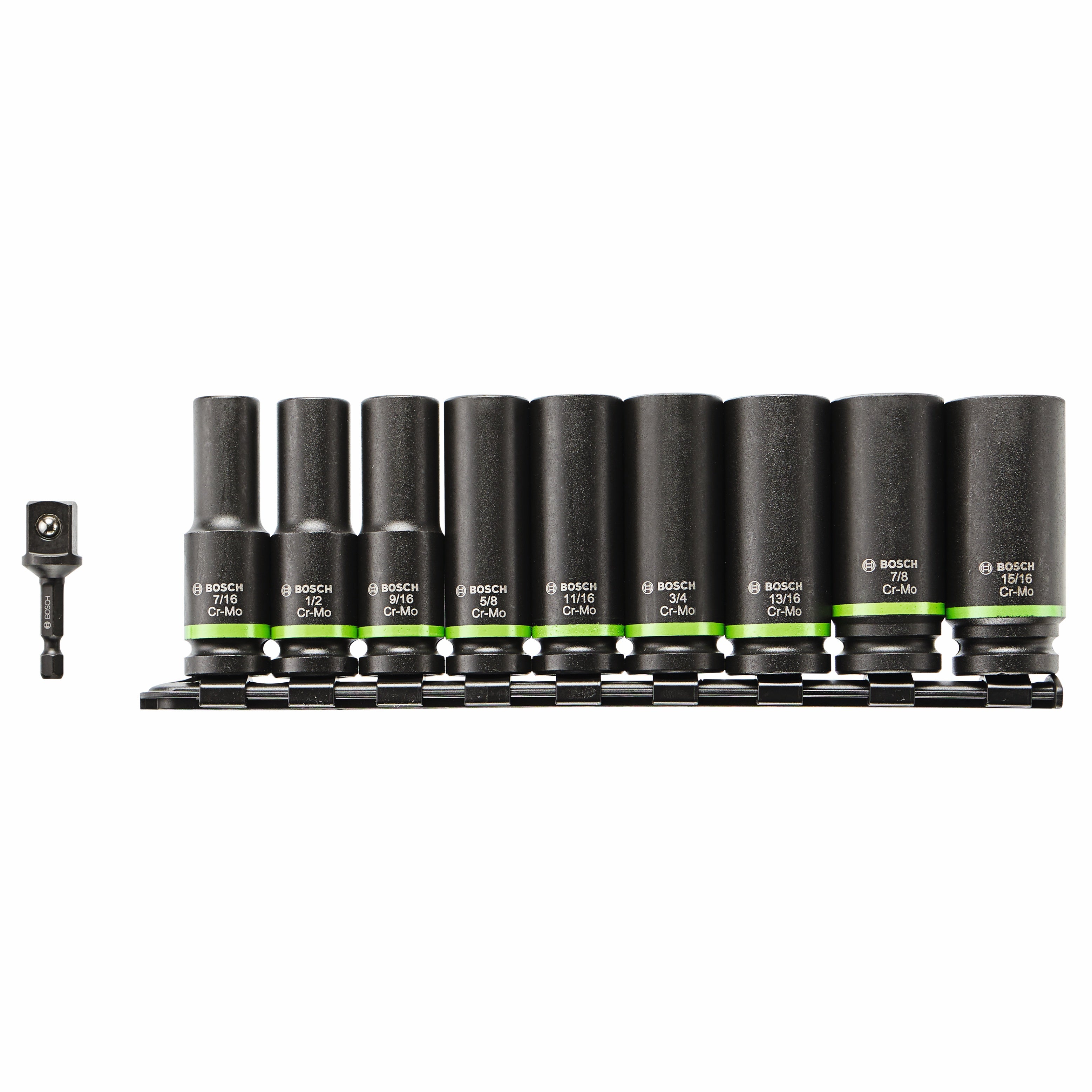 Bosch 10-Piece Impact Tough Deep Well 1-2 in Socket Set with 1-4 in Hex to 1-2 in Socket Adapter ITDSO12V10