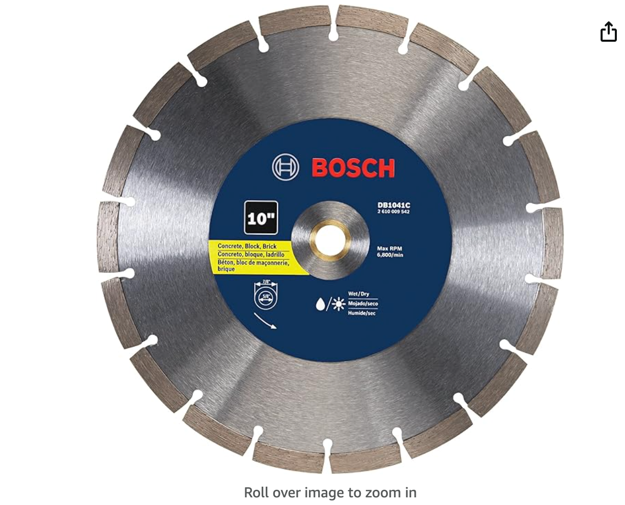 Bosch 10" Segmented Rim Diamond Wheel for Rough Cuts DBS1001