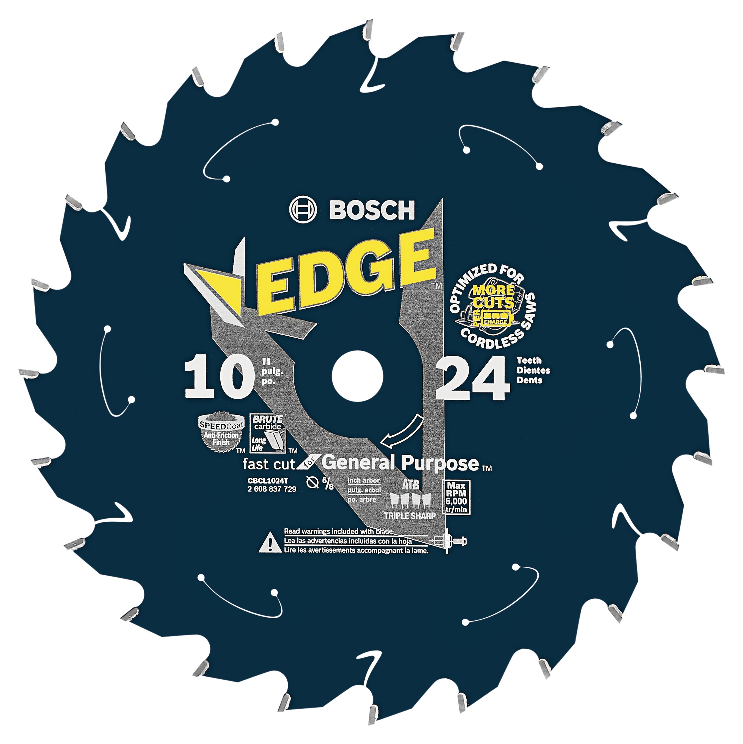 Bosch 10" 24 Tooth Edge Cordless Circular Saw Blade, GP CBCL1024T