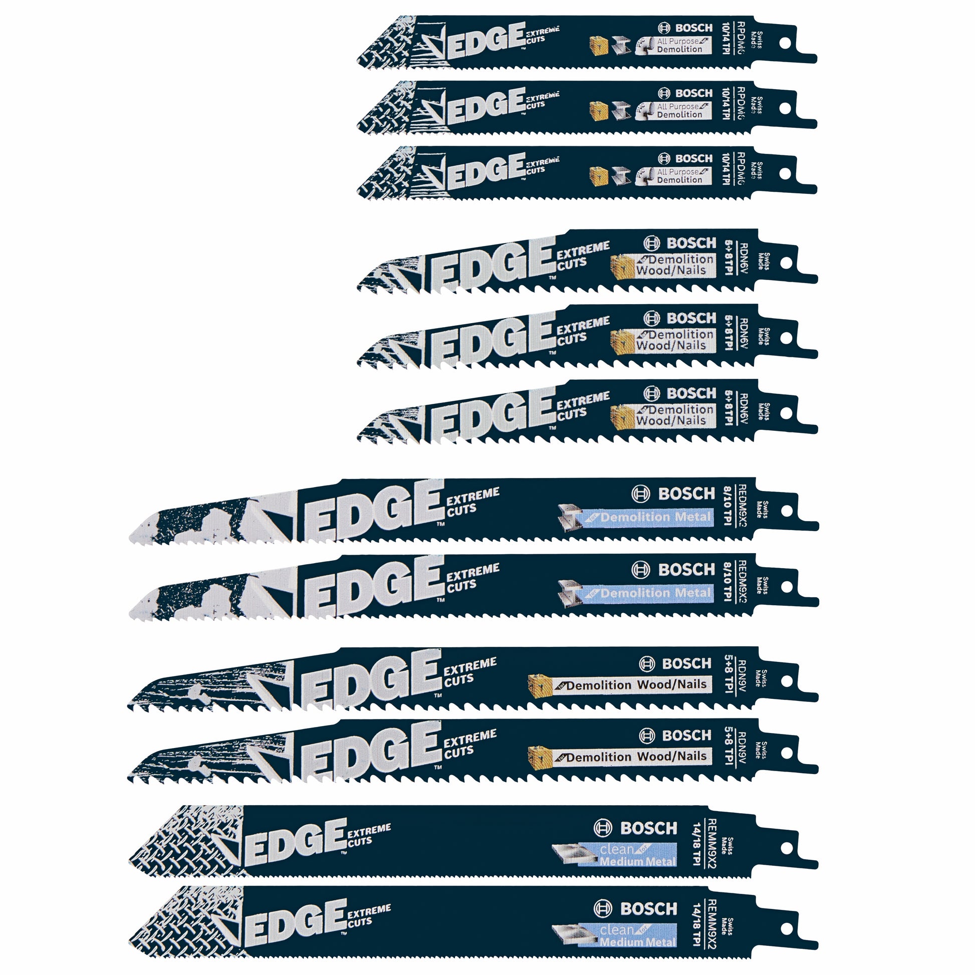 Bosch 12 pc Edge Pro-Demo Recip. Saw Blade Set RDM012