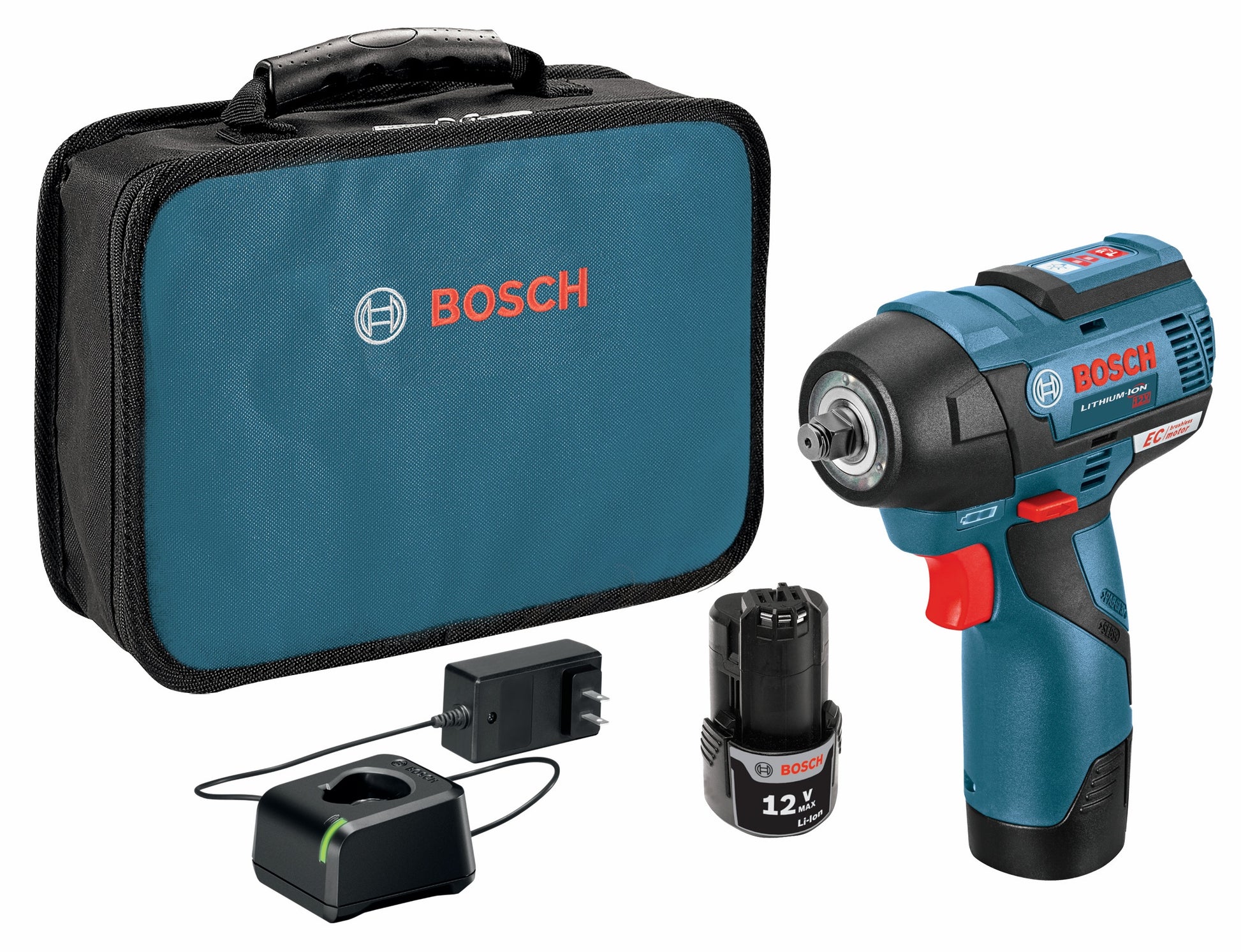 Bosch 12V Max Brushless 3/8" Impact Wrench Kit w/ 2 Batteries PS82-02