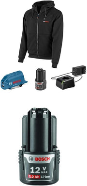 Bosch 12V Max Heated Jacket Kit with 20 Ah Battery Charger Holster - 3XL GHJ12V-203XLN12