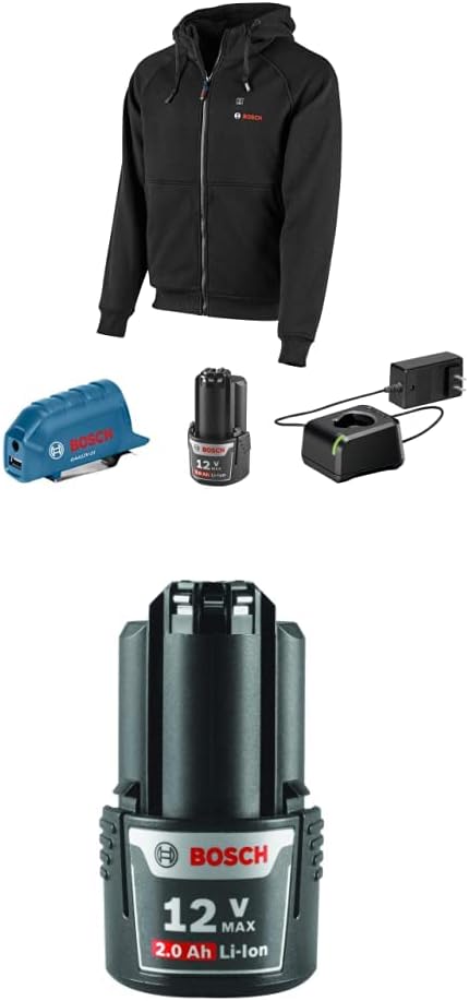 Bosch 12V Max Heated Jacket Kit with 20 Ah Battery Charger Holster - 3XL GHJ12V-203XLN12