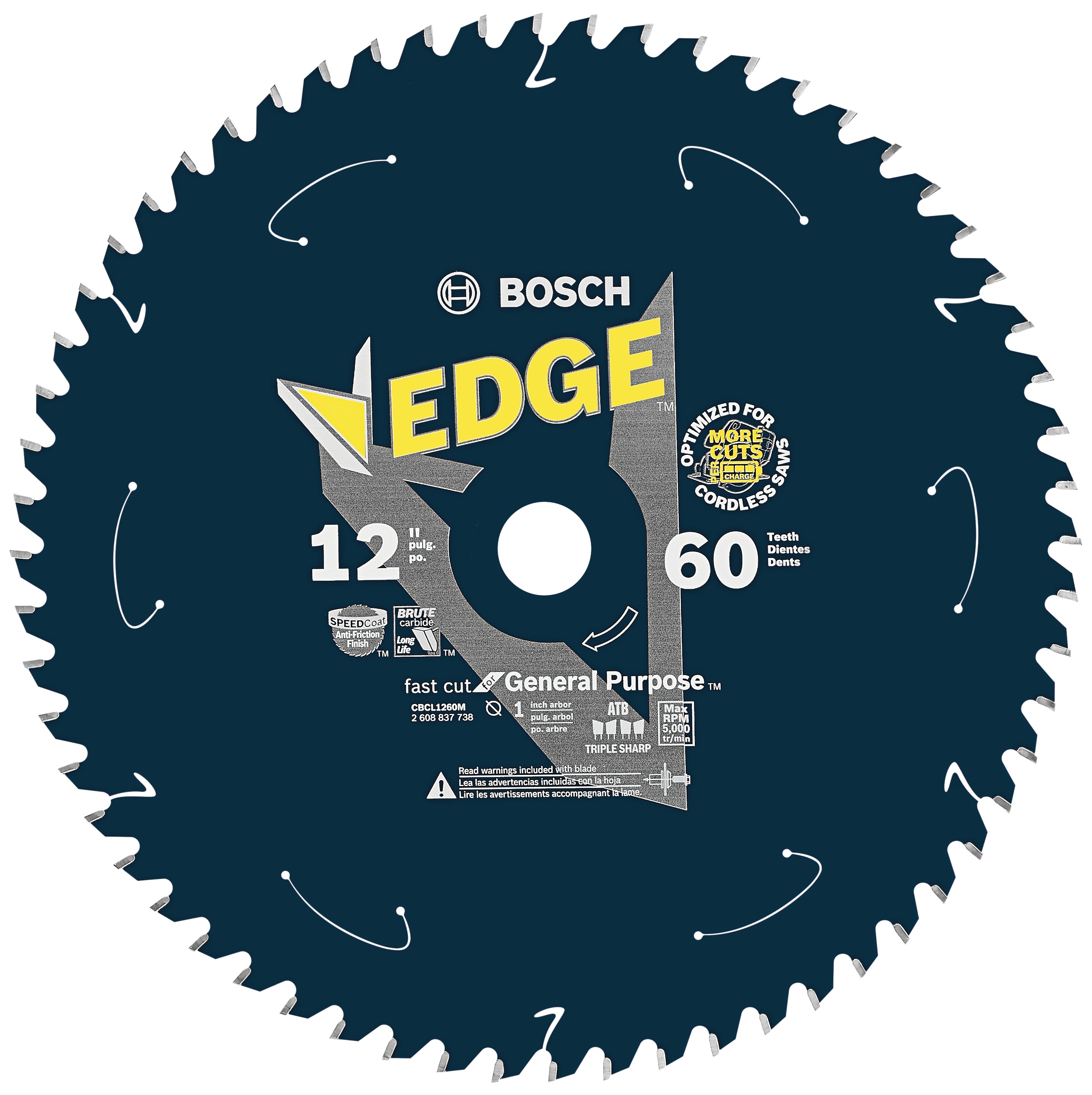 Bosch 12 in 60 Tooth Edge Cordless Circular Saw Blade for General Purpose CBCL1260M