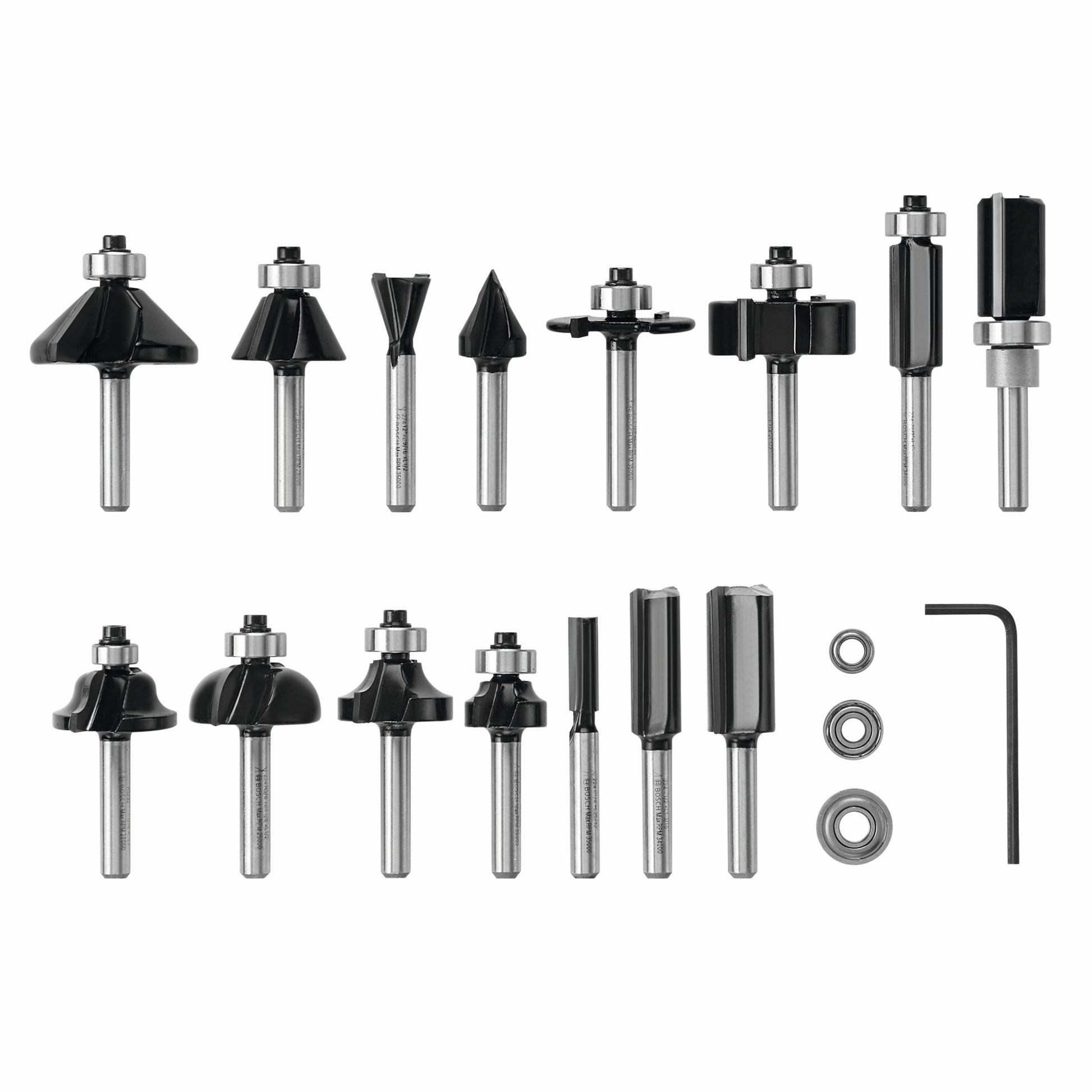 Bosch 15 pc Carbide-Tip Wood Router Bit Set RBS015MBS