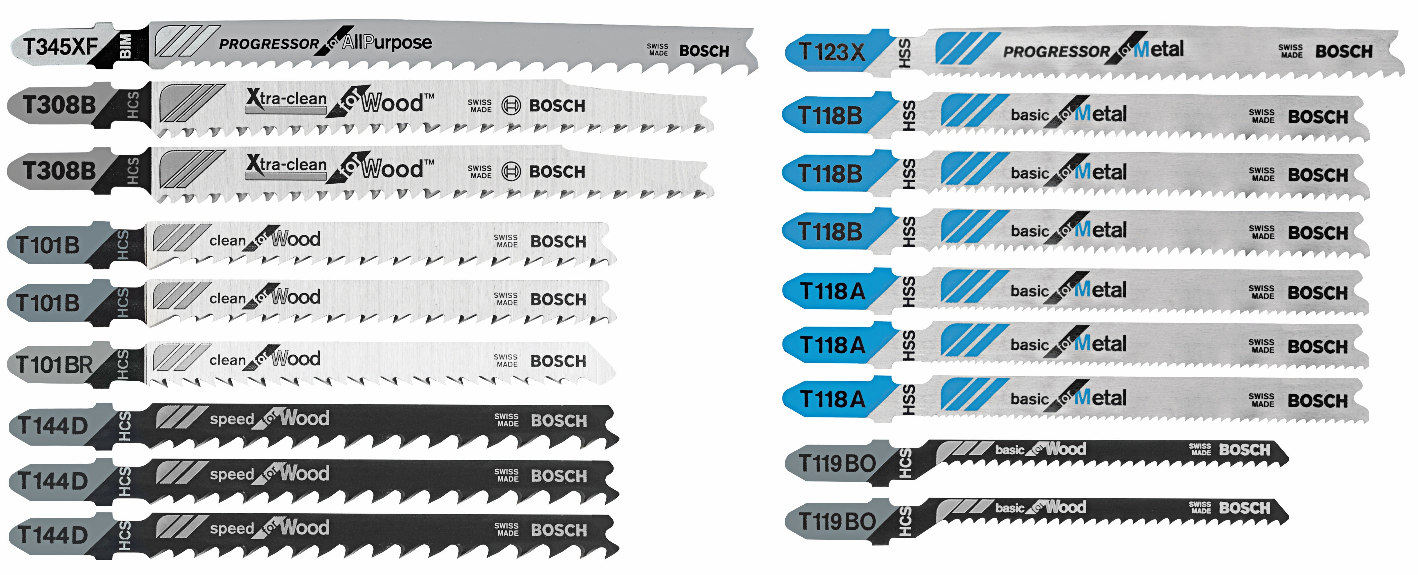 Bosch 18 pc T-Shank Jigsaw Blade Set, Wood & Metal Cutting T18C