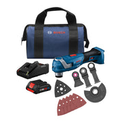 Bosch 18V Brushless Starlock Oscillating Kit with CORE18V 40 Ah Advanced Battery GAL18V-40 3 Blades Sanding Pads GOP18V-34B14