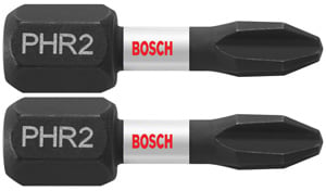 Bosch 2 pc Impact Tough 1" Phillips #2R (reduced) Insert Bits ITPH2R102