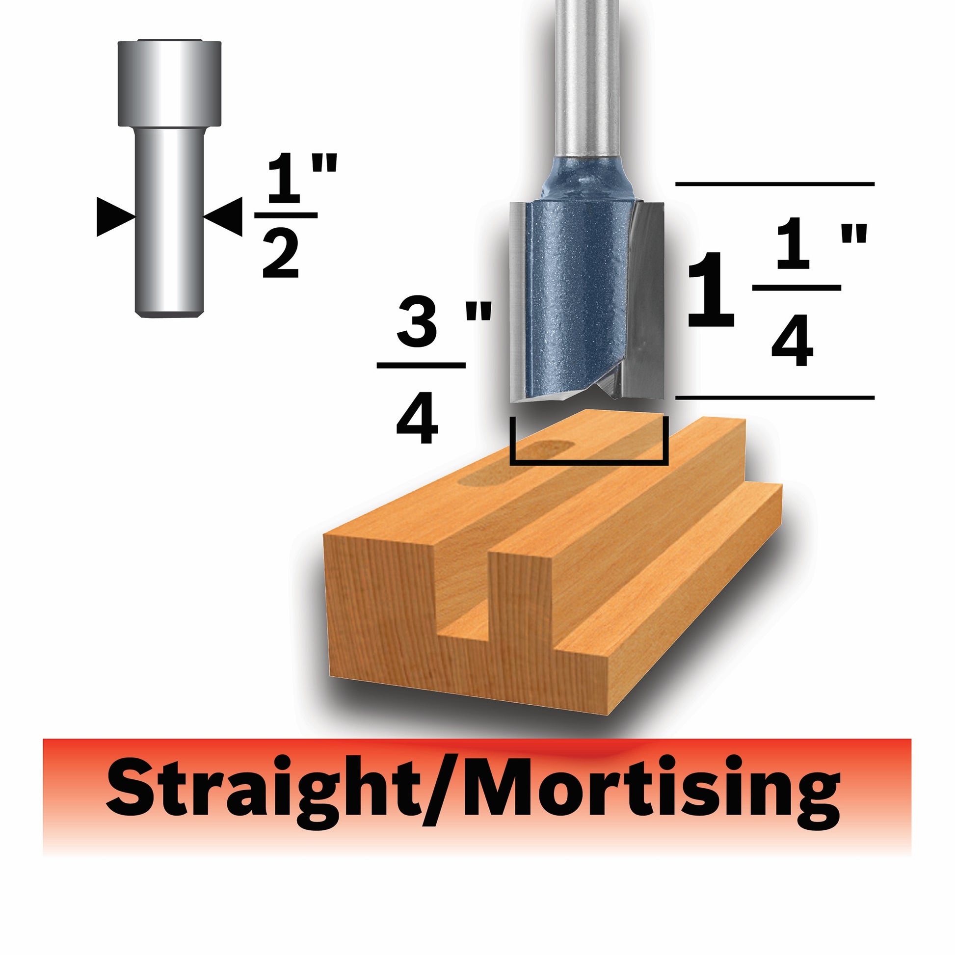 Bosch 3/4 x 1-1/4" Carbide-Tip 2-Flute Straight Router Bit 85265MC